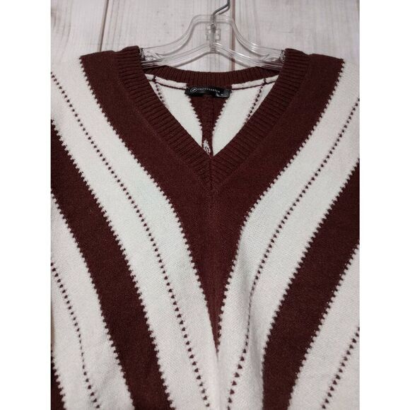Pretty Garden Sweater Ladies Medium Brown White‎ Stripe Soft - Picture 3 of 6